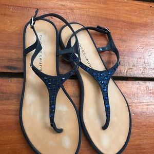 Navy Blue and Rose Sandals
